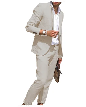 Veļa, Vīriešu Uzvalku 2 Gabali Slim Fit Gadījuma Vasaras Līgavainis Uzvalku Kāzu Jaka, Klasiskās Bikses Vīriešu Uzvalks (Žakete+Bikses)