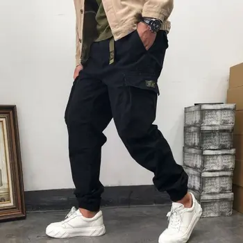 Vīrieši Kravas Bikses Streetwear Taktiskās Bikses Augstas Kvalitātes Kokvilnas Militāro Joggers Modes ar Jostu Armijas Bikses Harajuku Drēbes
