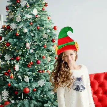 Zelta Samta Ziemassvētku Elf Cepuru Svētki Santa Claus Sarkanā Un Zaļā Cute Ziemassvētku Cepure Ar Izliektu Galu Bērniem Vīriešiem