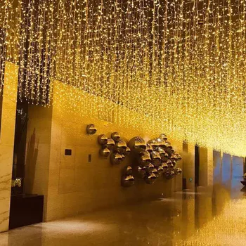 Ziemassvētku Aizkaru Lāsteku LED String Gaismas 4-20M Kāzu Puse, Lampas Svētku Apgaismojums Dekorēšana Mājas Eave Iela Apdare