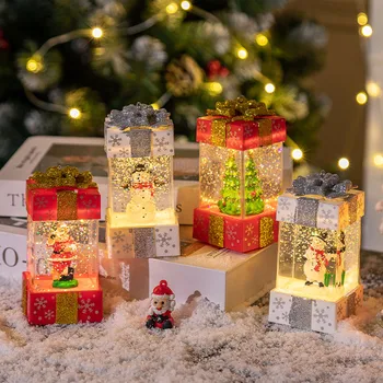 Ziemassvētku Rotājumi Sniega Pasaulē Laternas, Apgaismota Sniega Pasaulē Bateriju Darbināmas & USB Powered Sniegavīrs Ģimenes Interjera