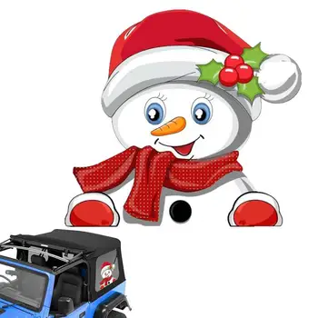 Ziemassvētku Sniegavīrs Peeking Decal Uzlīmes, Auto Virsbūves Stils Apdare Karikatūra Auto Decal Uzlīmes uz Auto Logu Buferi