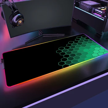 Ģeometrisko Lielu RGB Peles Paliktņa Spēļu peles paliktnis LED Peles Mat Spēlētājs Mousemats Galda Spilventiņi PC Galda Paklājiņš RGB Tastatūras Mat XXL 90x40cm