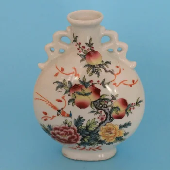 Ķīnas vecās porcelāna Famille Rožu Porcelāna Dubultā auss vāze