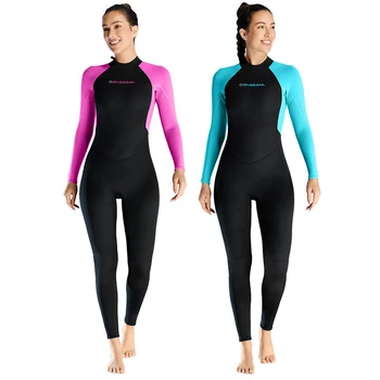 Ūdenslīdēju kostīms 3MM silts viengabala garām piedurknēm ūdenslīdēju kostīms sieviešu plus lieluma peldoša niršanas māte aukstā sērfošanu uzvalks