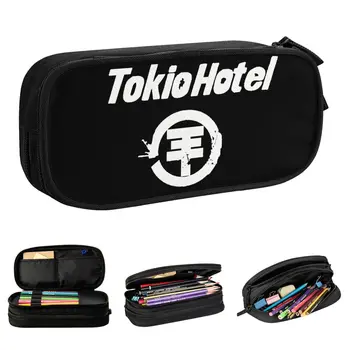 Žanri Rock Tokio Hotel Logo Zīmuli Gadījumā Cute Pildspalvu Turētājs, Soma, par Studentu Lielo Jaudu, Studentiem, Skolas Rāvējslēdzēju Pencilcases