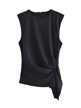 Modes Sievietes O Kakla Kroku Tops 2 Gabals, Kas Elegants Cieta Piedurknēm T Krekls Tērpiem 2023 Šiks Biroja Dāma Melni Svārki Uzvalki